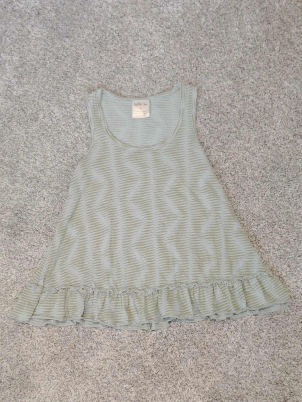 Matilda Jane Light Sage Striped Ruffle-Hem Tank Dress
